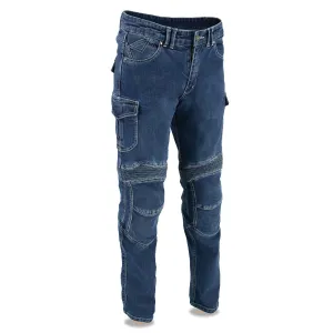 Milwaukee Leather MDM5012 Men's Blue Knee Flex Armored Straight Cut Motorcycle Denim Jeans Reinforced with Aramid Fibers