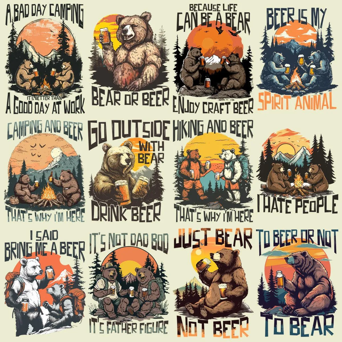 11 Cheers Beer Bear Designs Bundle PNG