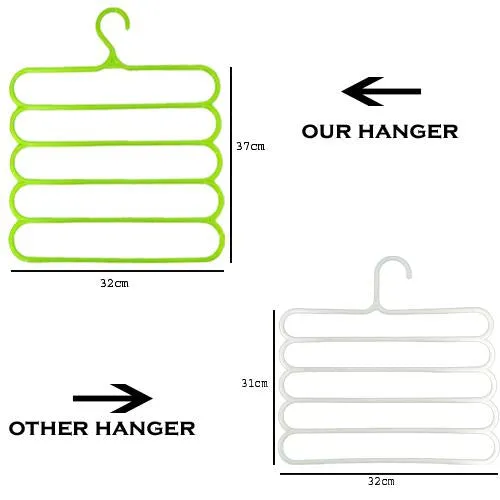 1541 Premium Wardrobe Storage Organizer 5 in 1 Multipurpose Plastic Hanger, Assorted (5)