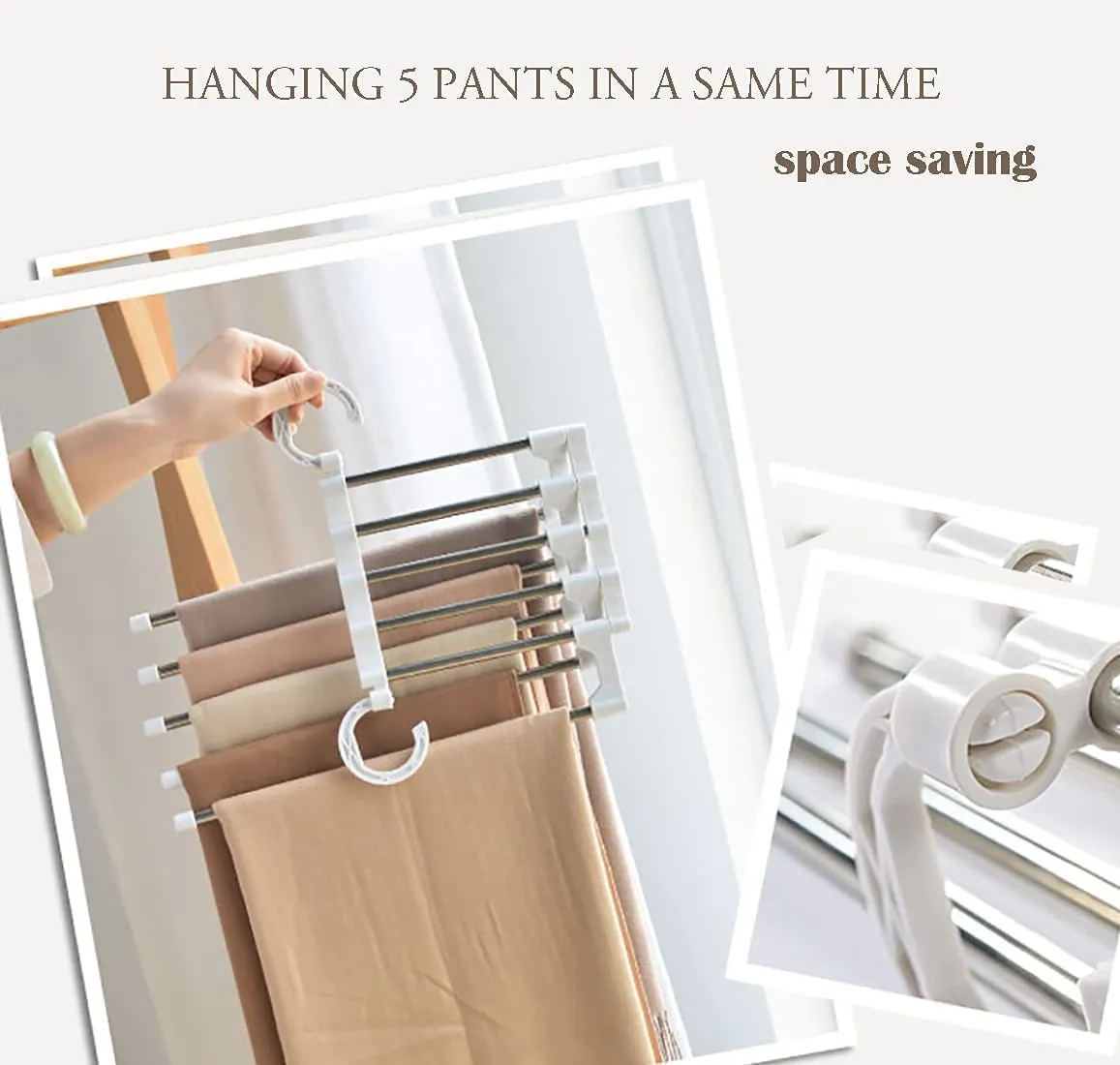 2 Pack Adjustable Stainless Steel Non-Slip Pants Hangers