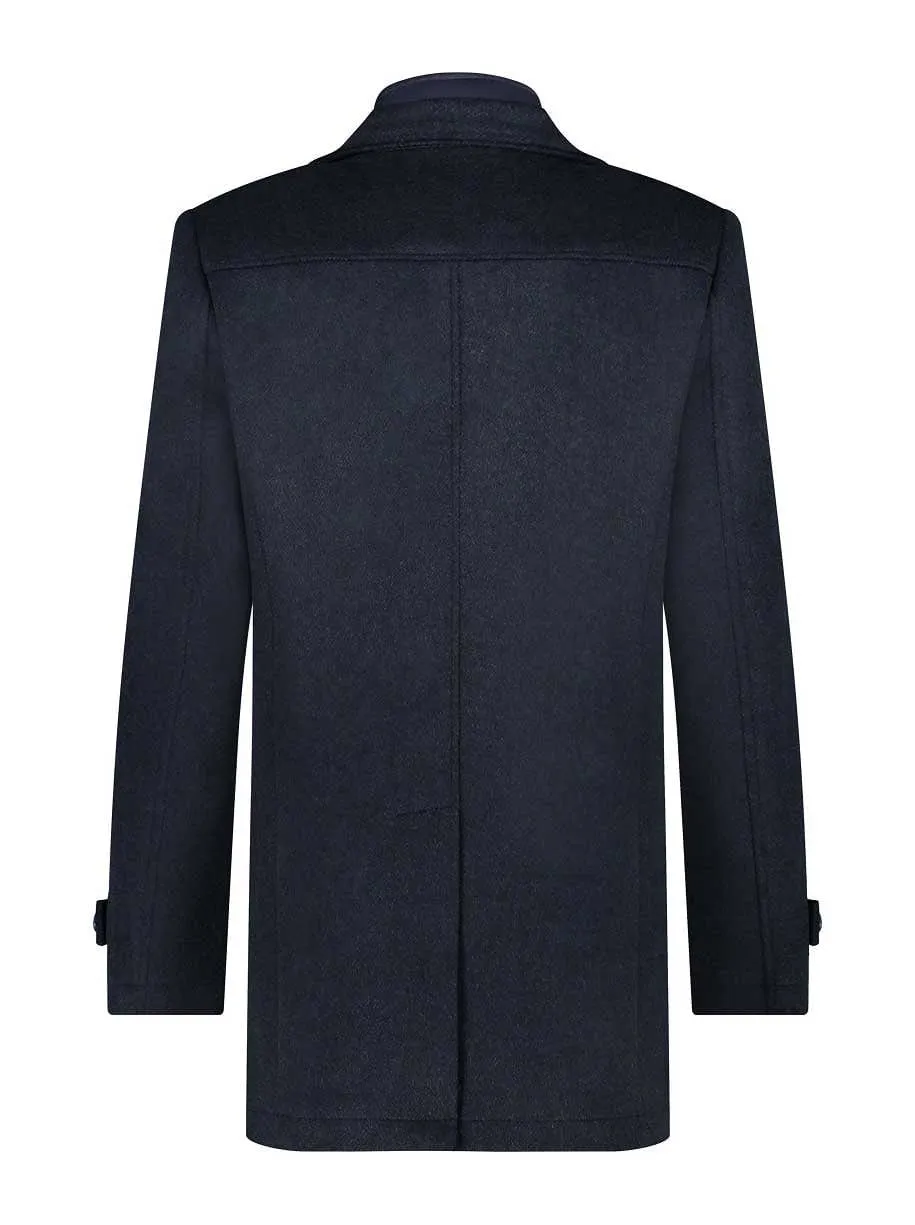 A Fish Named Fred - Navy Funnel Neck Coat