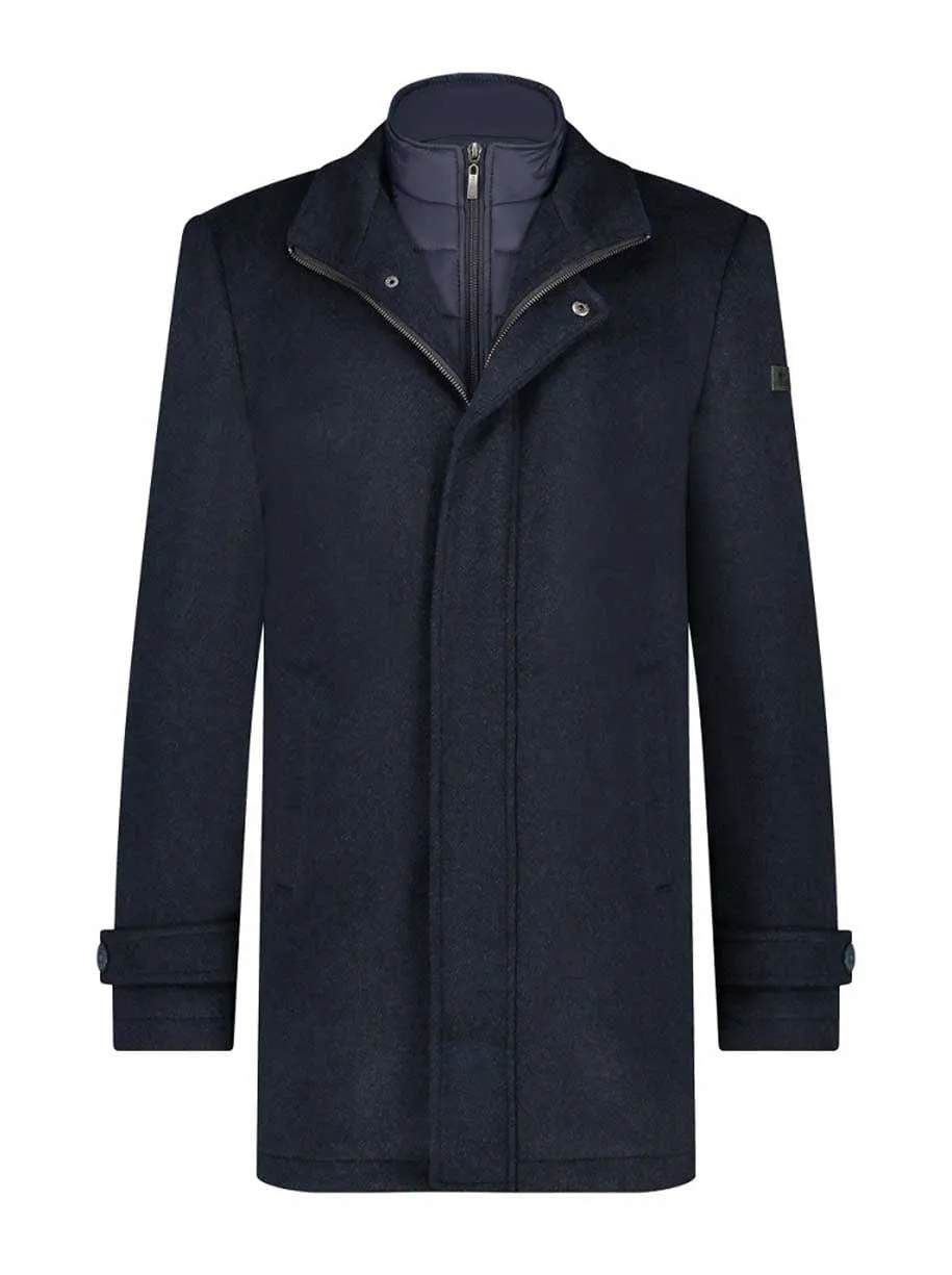 A Fish Named Fred - Navy Funnel Neck Coat