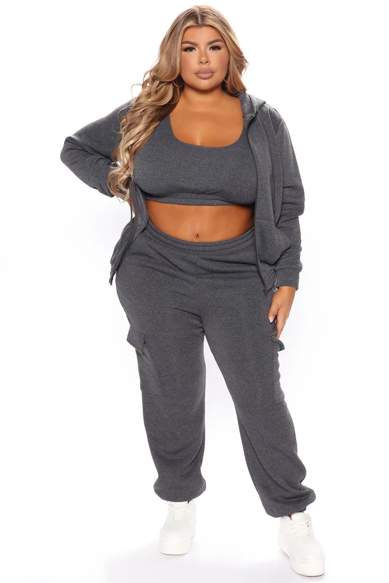 About Time 3 Piece Jogger Set - Charcoal