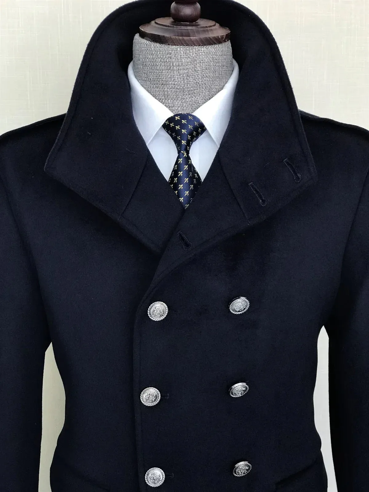 Alaska Dark Blue Double Breasted Coat