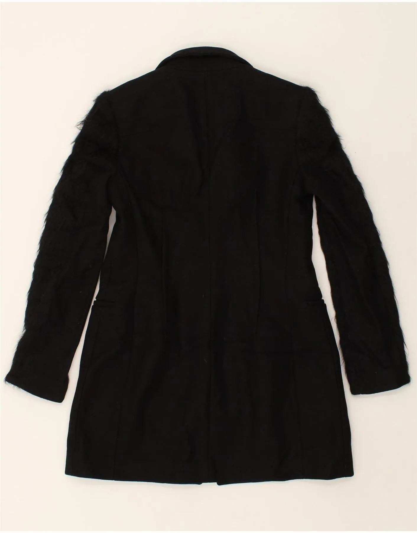 ALL SAINTS Womens Overcoat UK 10 Small Black Virgin Wool