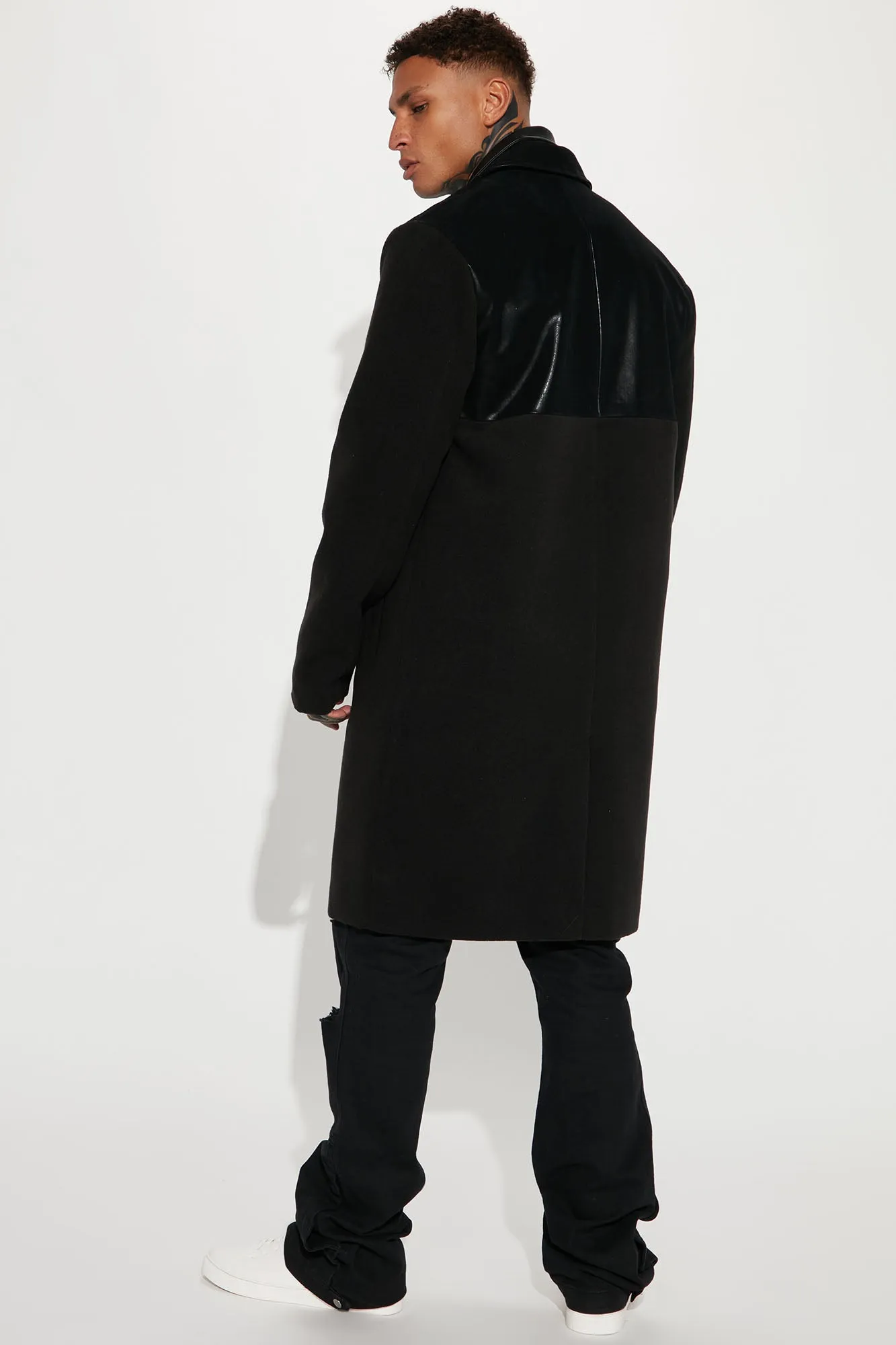 Always Daring Mixed Media Coat - Black