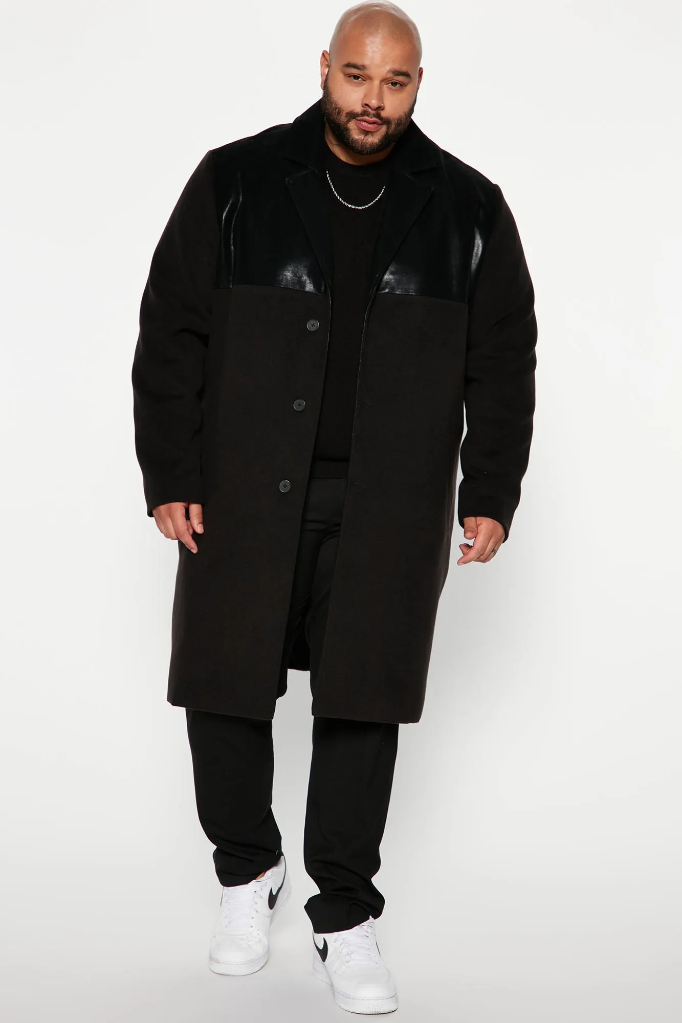 Always Daring Mixed Media Coat - Black