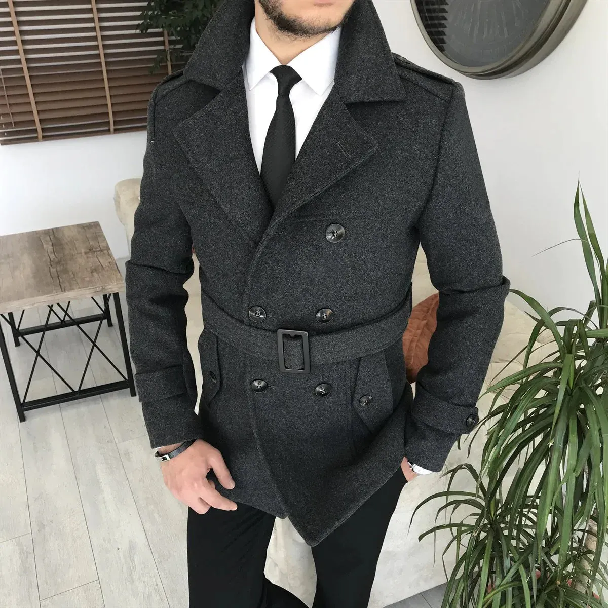 Arctic Charcoal Double Breasted Coat