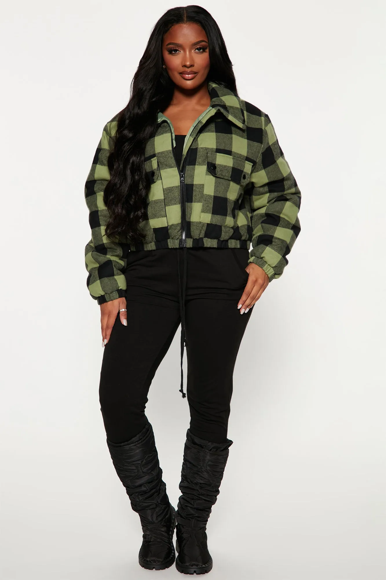 Aspen Plaid Bomber Jacket - Green/combo