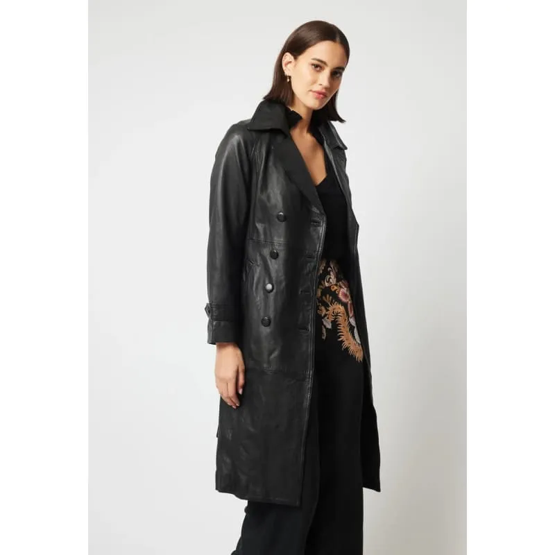 Astra Leather Trench Coat | Black