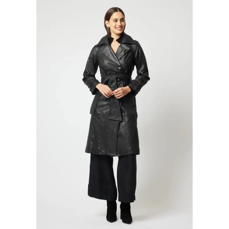 Astra Leather Trench Coat | Black