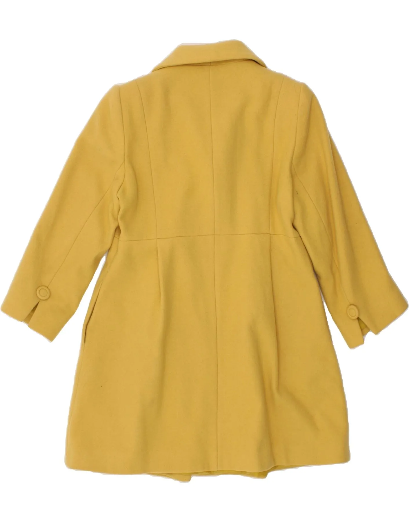 ATMOSPHERE Womens Overcoat UK 14 Medium  Yellow Wool