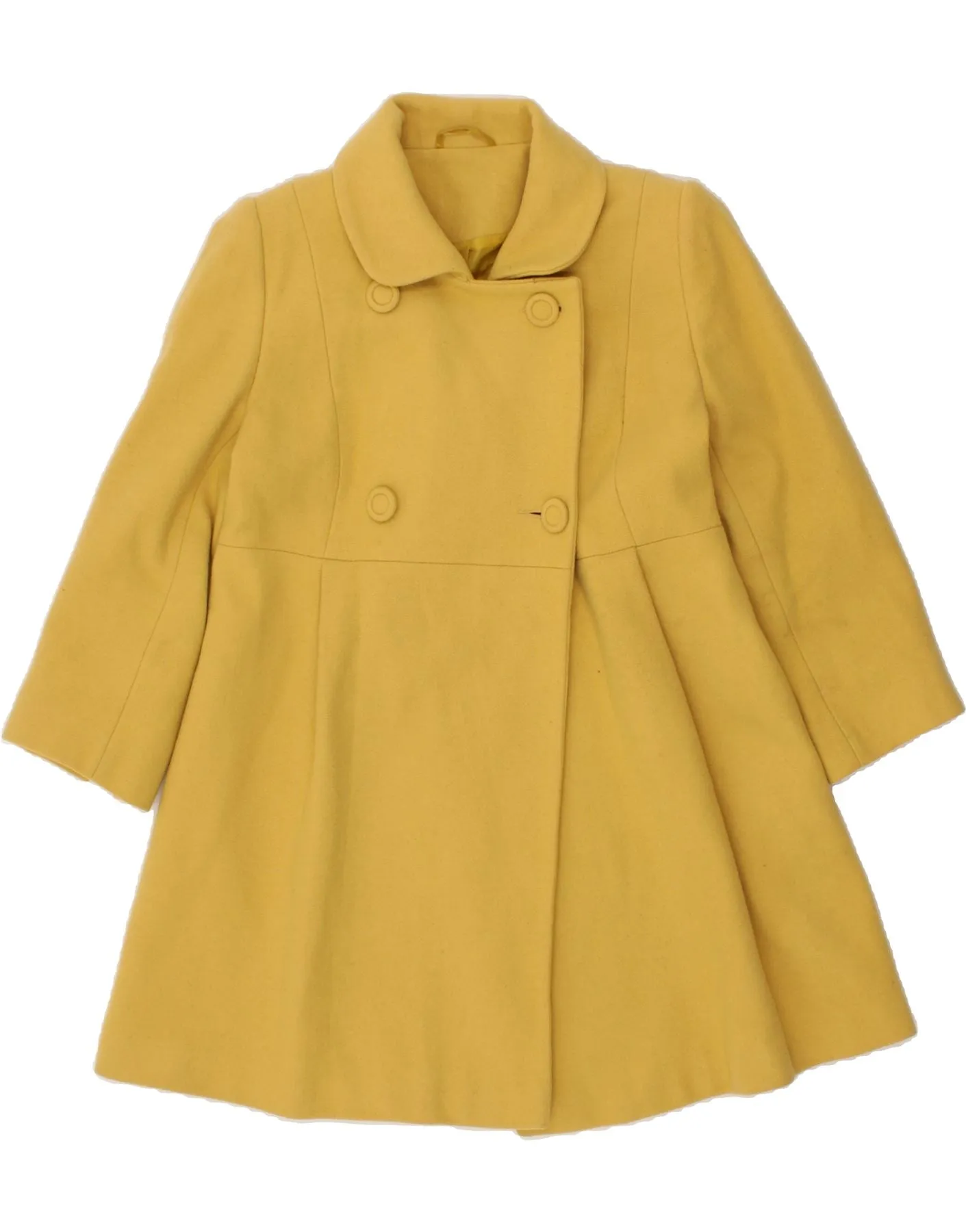 ATMOSPHERE Womens Overcoat UK 14 Medium  Yellow Wool