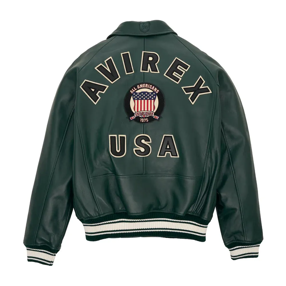 Avirex Icon Hunter Green Leather Jacket