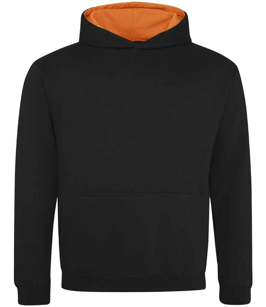 AWDis Kids Varsity Hoodie | Jet Black/Orange Crush