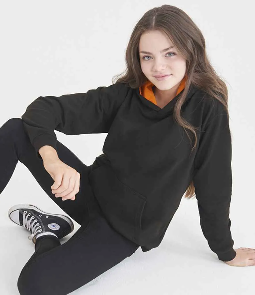 AWDis Kids Varsity Hoodie | Jet Black/Orange Crush