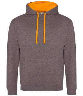 AWDis Varsity Hoodie | Charcoal/Orange Crush