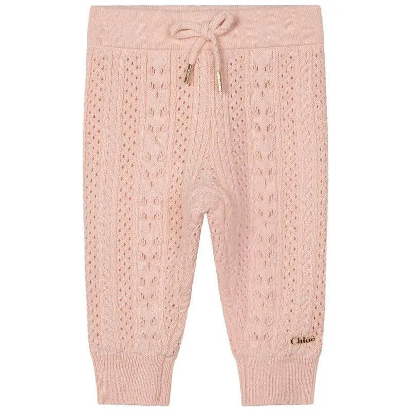 Baby Girls Pink  Knitted Trousers