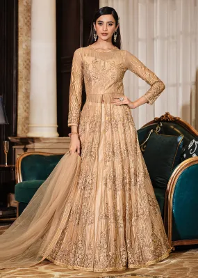 Beige Lehenga/Pant Style Embroidered Designer Anarkali Suit