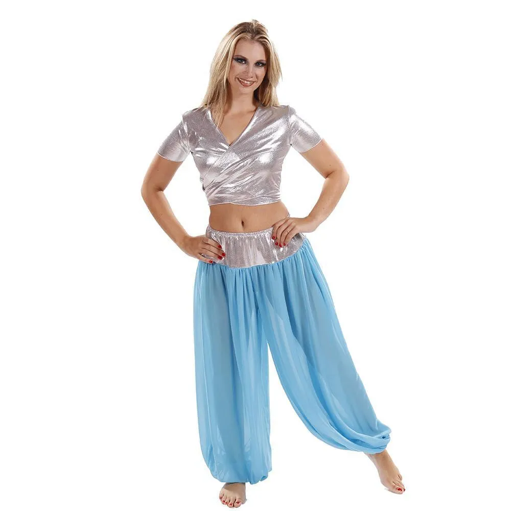 Belly Dance Lycra Choli Top With Chiffon Harem Pants Costume Set |