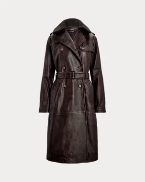 Belted Burnished Lambskin Trench Coat