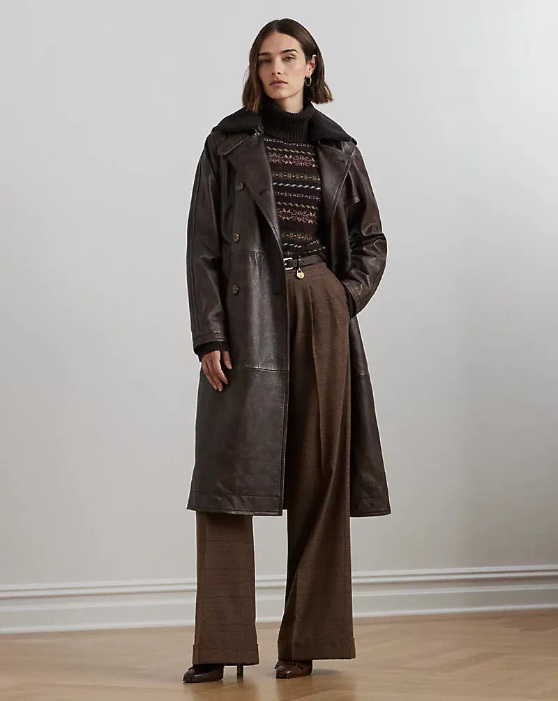 Belted Burnished Lambskin Trench Coat