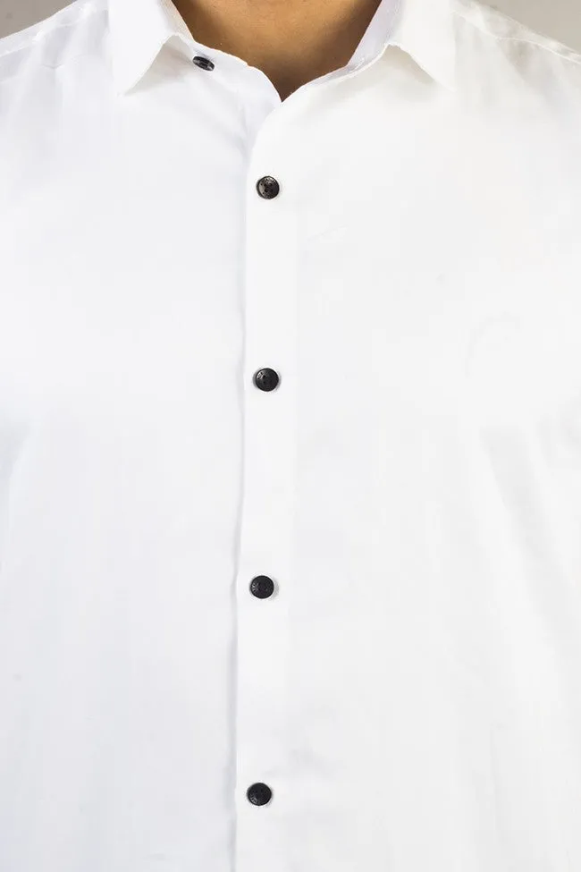 Best White Shirts for Men - Solid Giza Cotton Striped-Sleeve Men