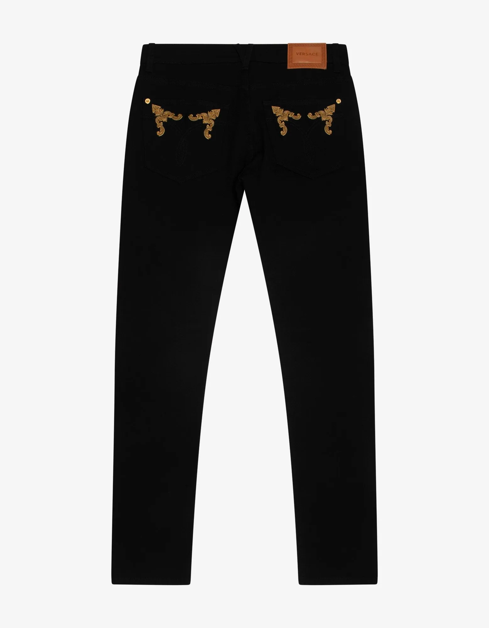 Black Barocco Embroidery Slim Jeans