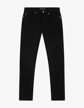 Black Barocco Embroidery Slim Jeans