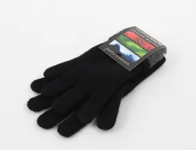 Black Women's Two Tone Gloves Possum Merino Wool - NX688