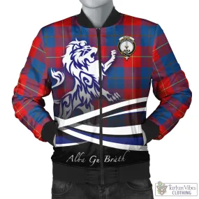 Blane Tartan Bomber Jacket with Alba Gu Brath Regal Lion Emblem