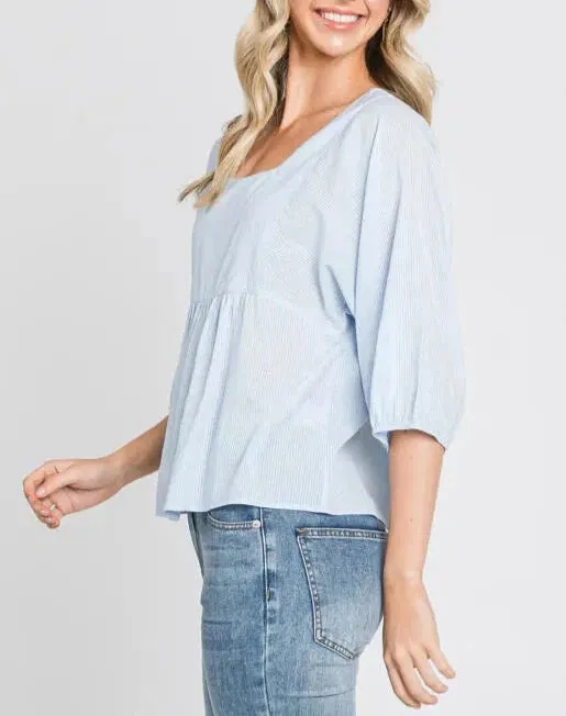 Blue Mist Square Neck Blouse