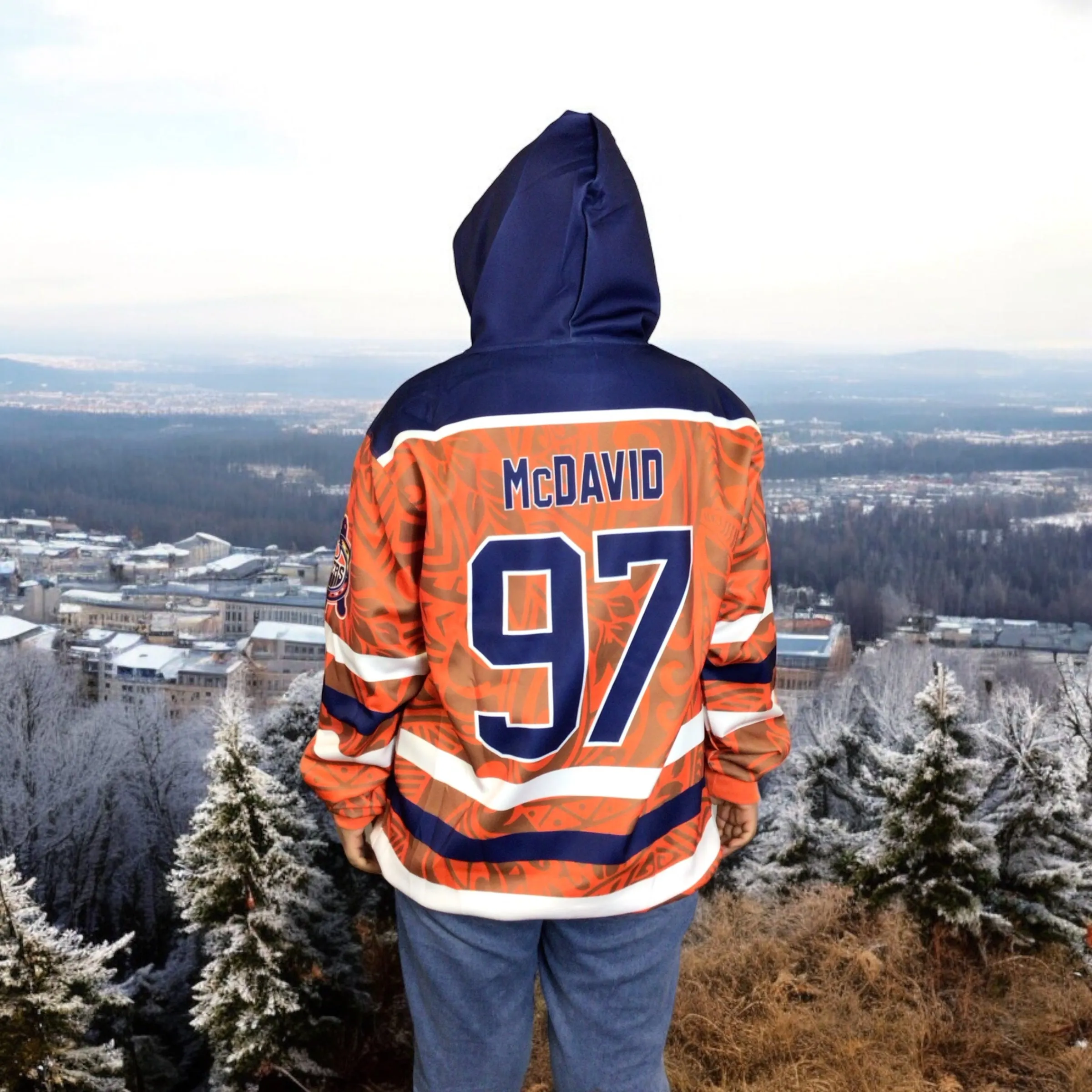 Blue  orange Oilers Hoodie