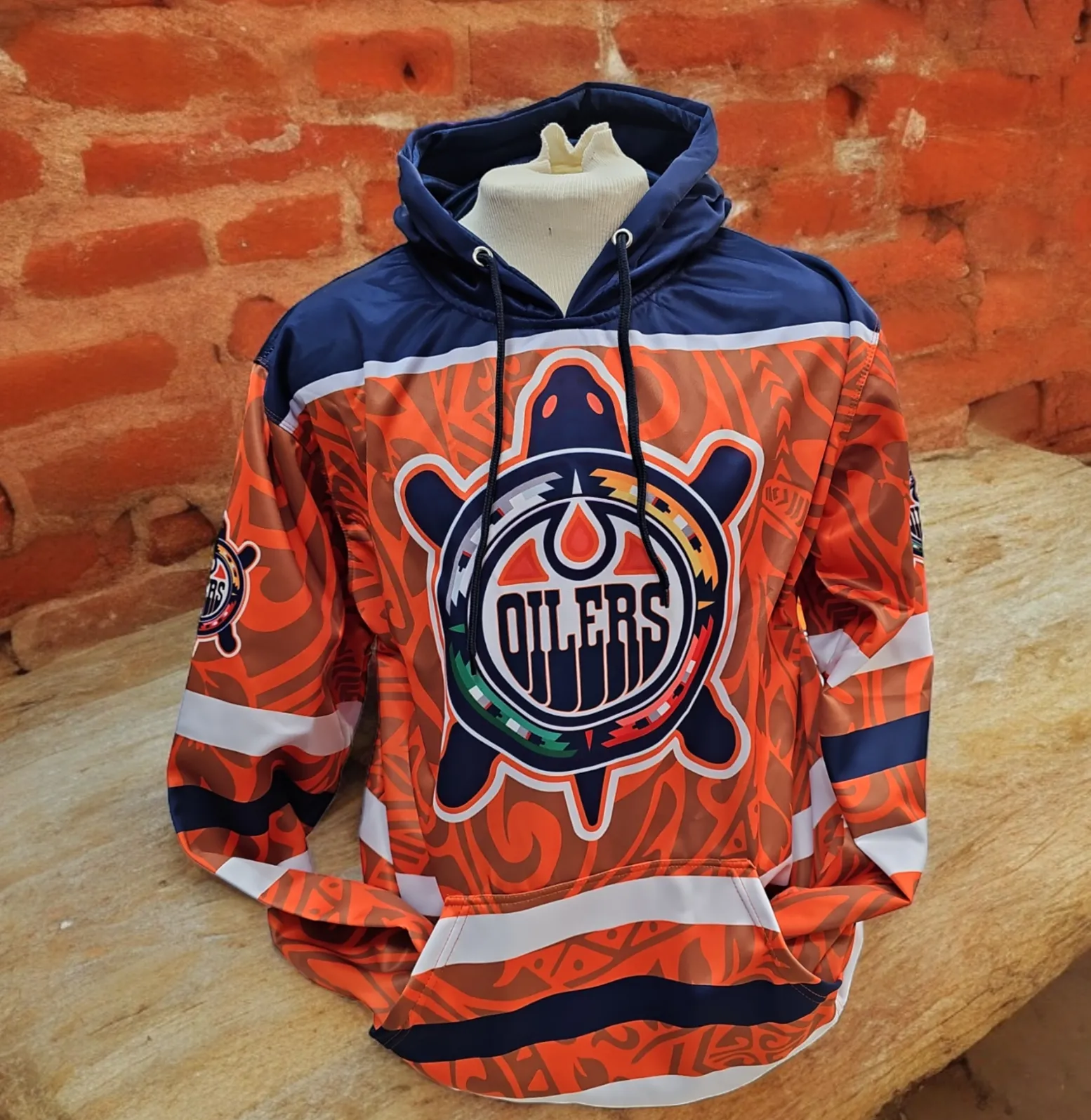 Blue  orange Oilers Hoodie