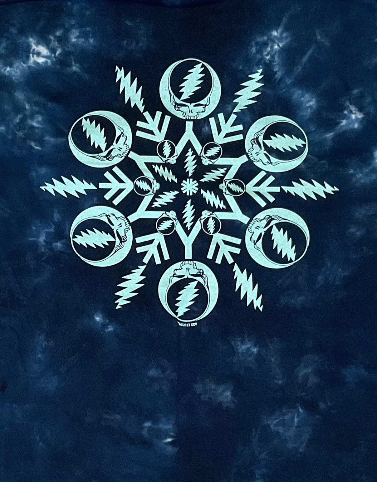 Bolt and Stealie Snowflake tie dye t-shirt