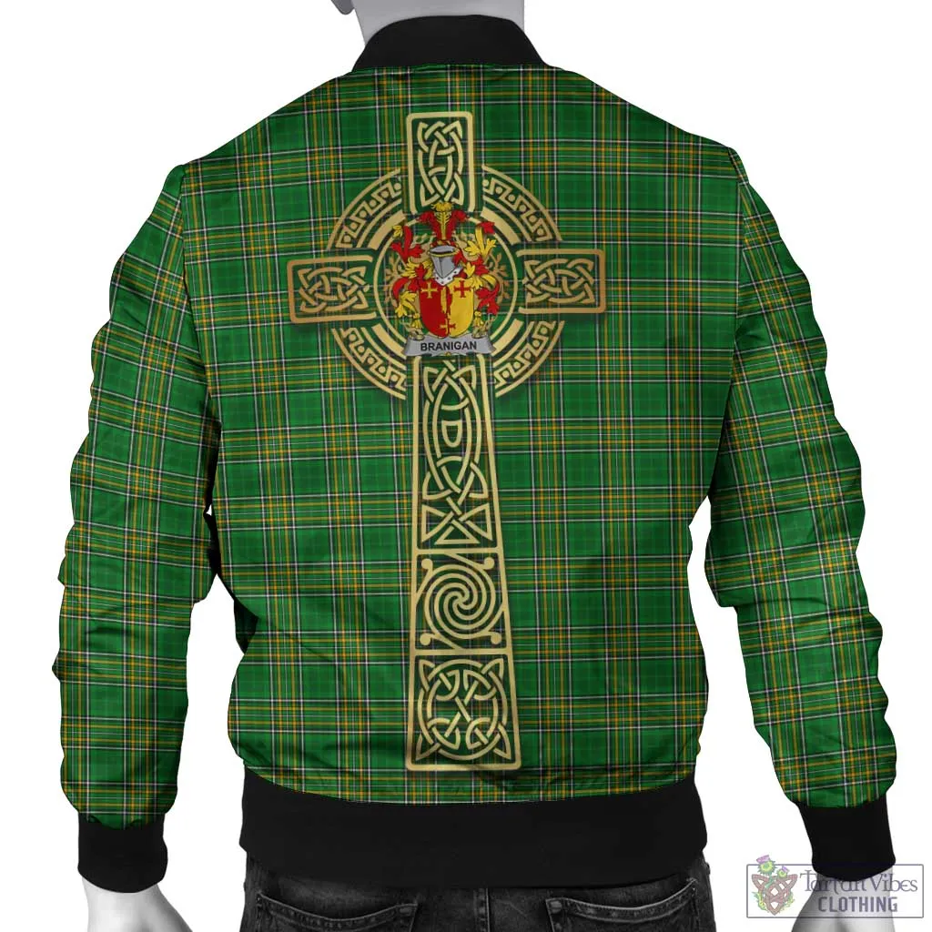 Branigan Irish Clan Tartan Bomber Jacket with Coat of Arms Celtic Tree of Life Style