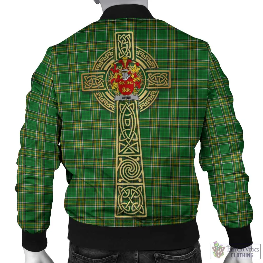 Brien Irish Clan Tartan Bomber Jacket with Coat of Arms Celtic Tree of Life Style