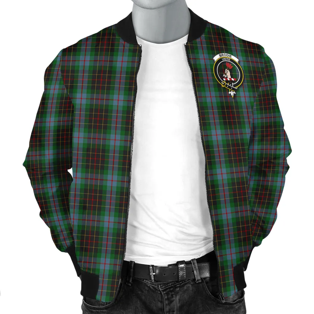 Brodie Hunting Tartan Bomber Jacket with Family Crest