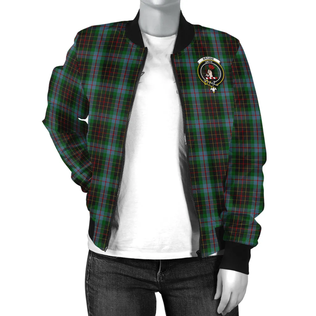 Brodie Hunting Tartan Bomber Jacket with Family Crest