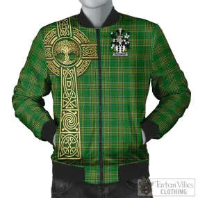 Brounker Irish Clan Tartan Bomber Jacket with Coat of Arms Celtic Tree of Life Style