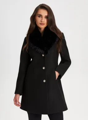 Button Front Wool Blend Coat