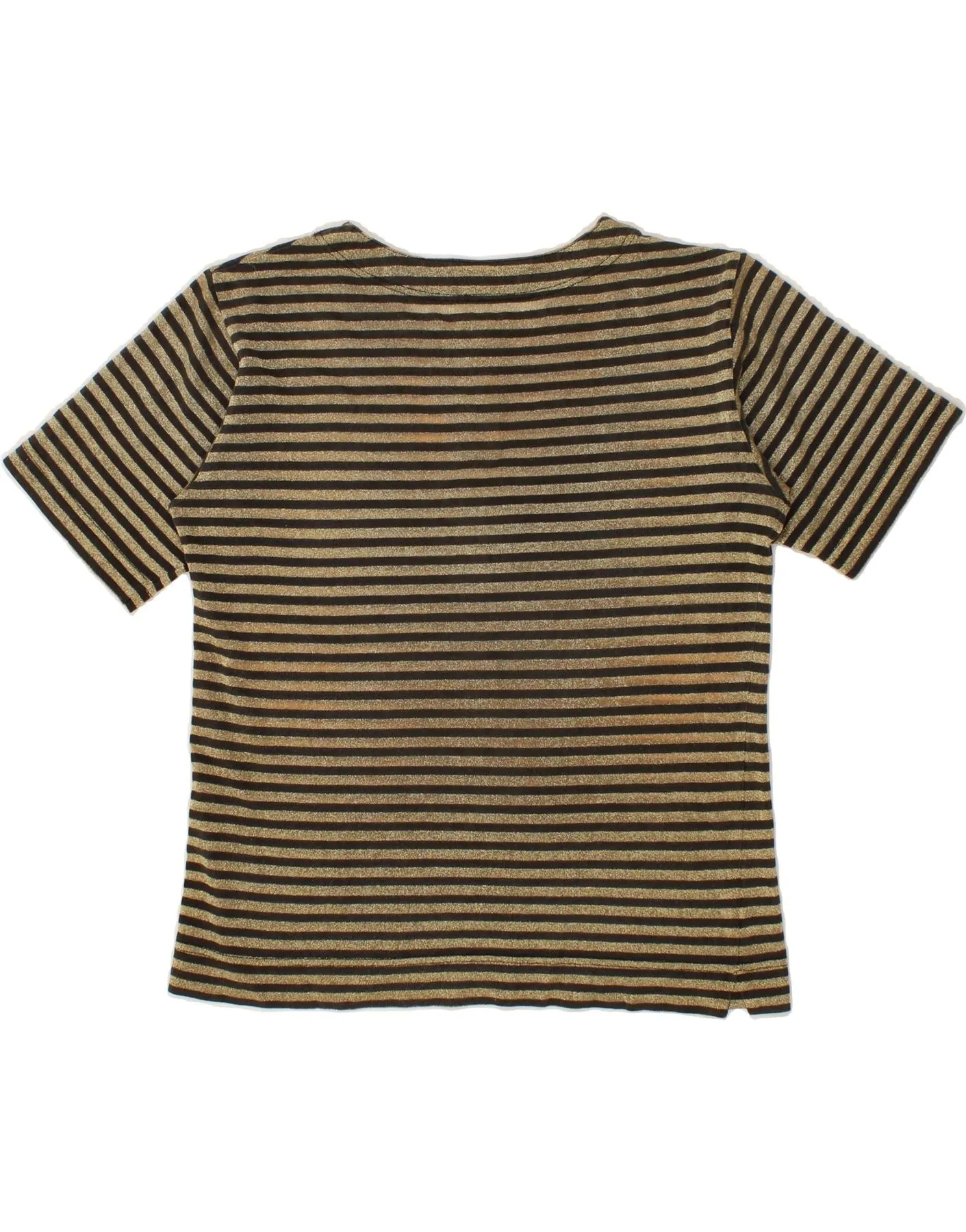 CARLA CARINI Womens T-Shirt Top UK 16 Large Gold Striped