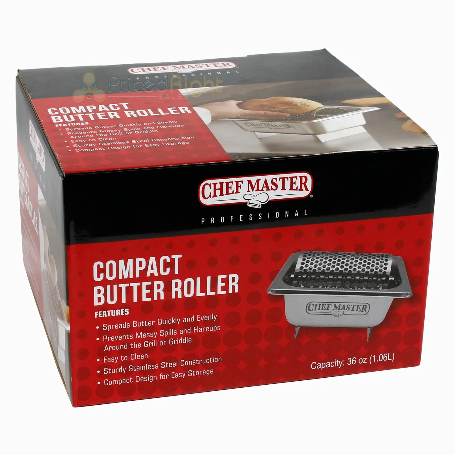 Chef Master Professional Compact Butter Roller Stainless Steel 36 Oz Tank 90244