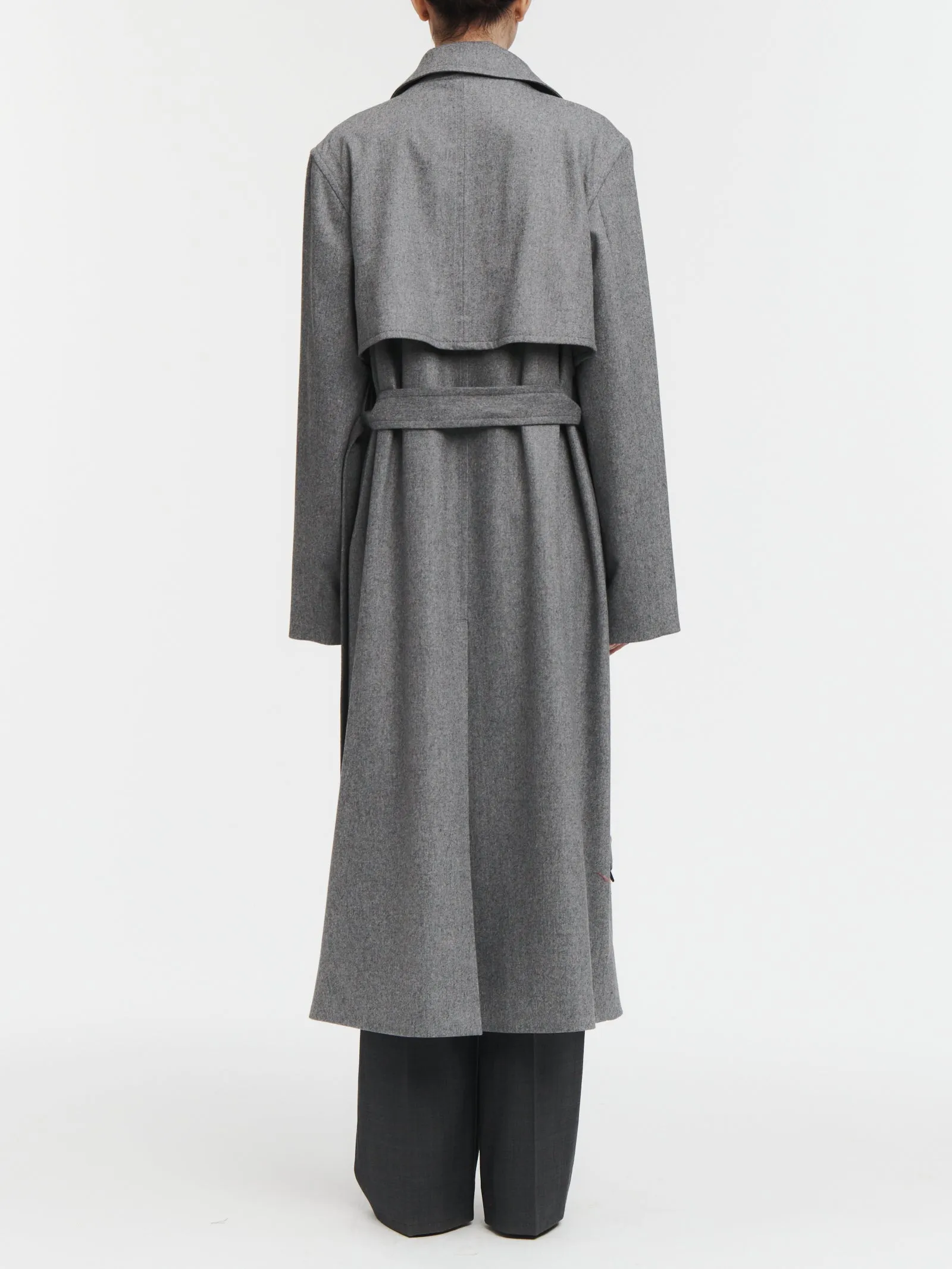 Cloak Trench Coat in Charcoal Melange