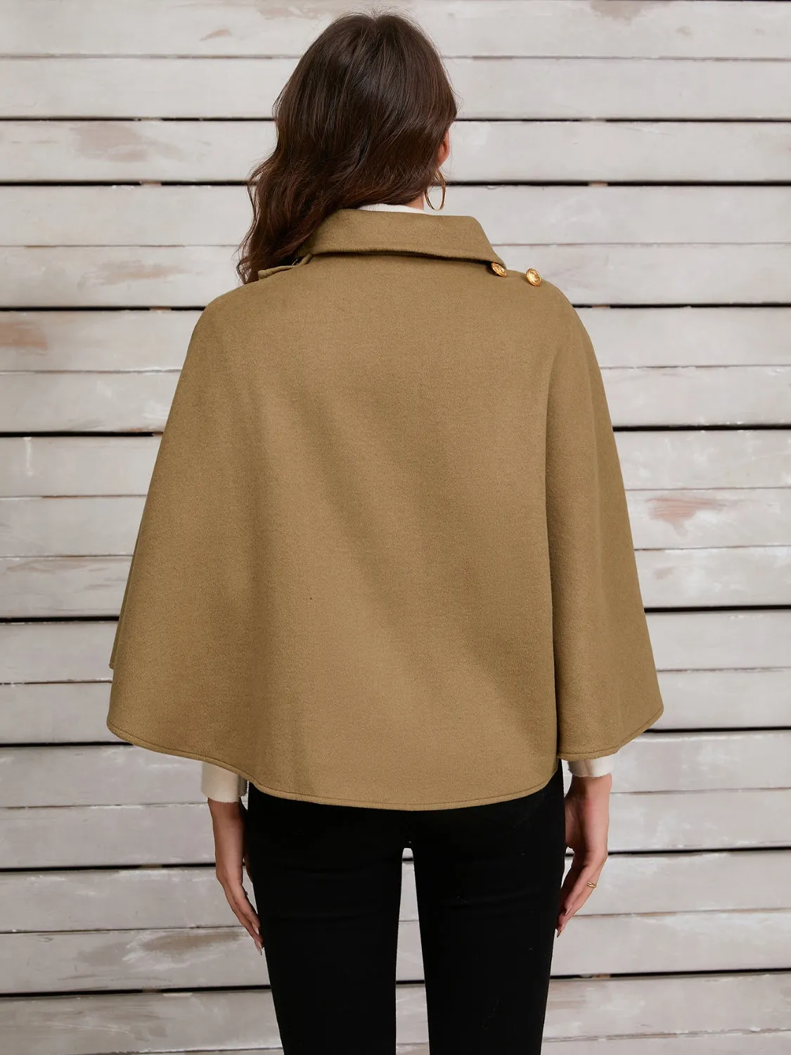 Collared Neck Cropped Cape Top Jacket