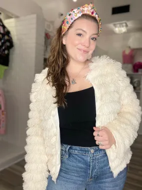 Cora Faux Fur Jacket Ivory