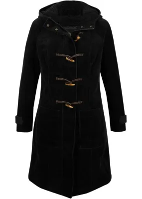 Corduroy duffle coat with mid-length lining Bpc Bonprix Collection, black