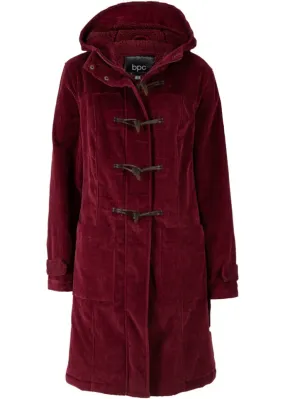 Corduroy duffle coat with mid-length lining Bpc Bonprix Collection, red