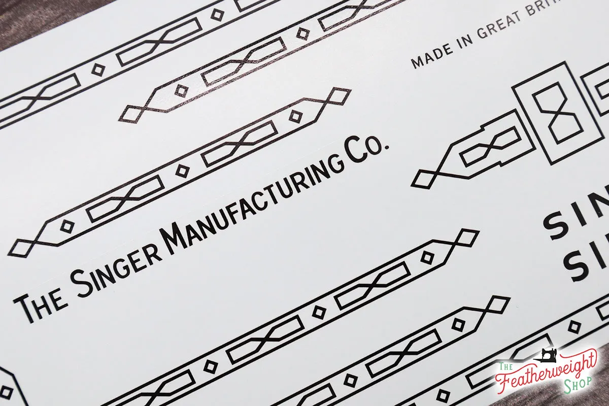 Decals, Paperclip Style for the Singer Featherweight 221, 221K, 222K Sewing Machine 1953-1961