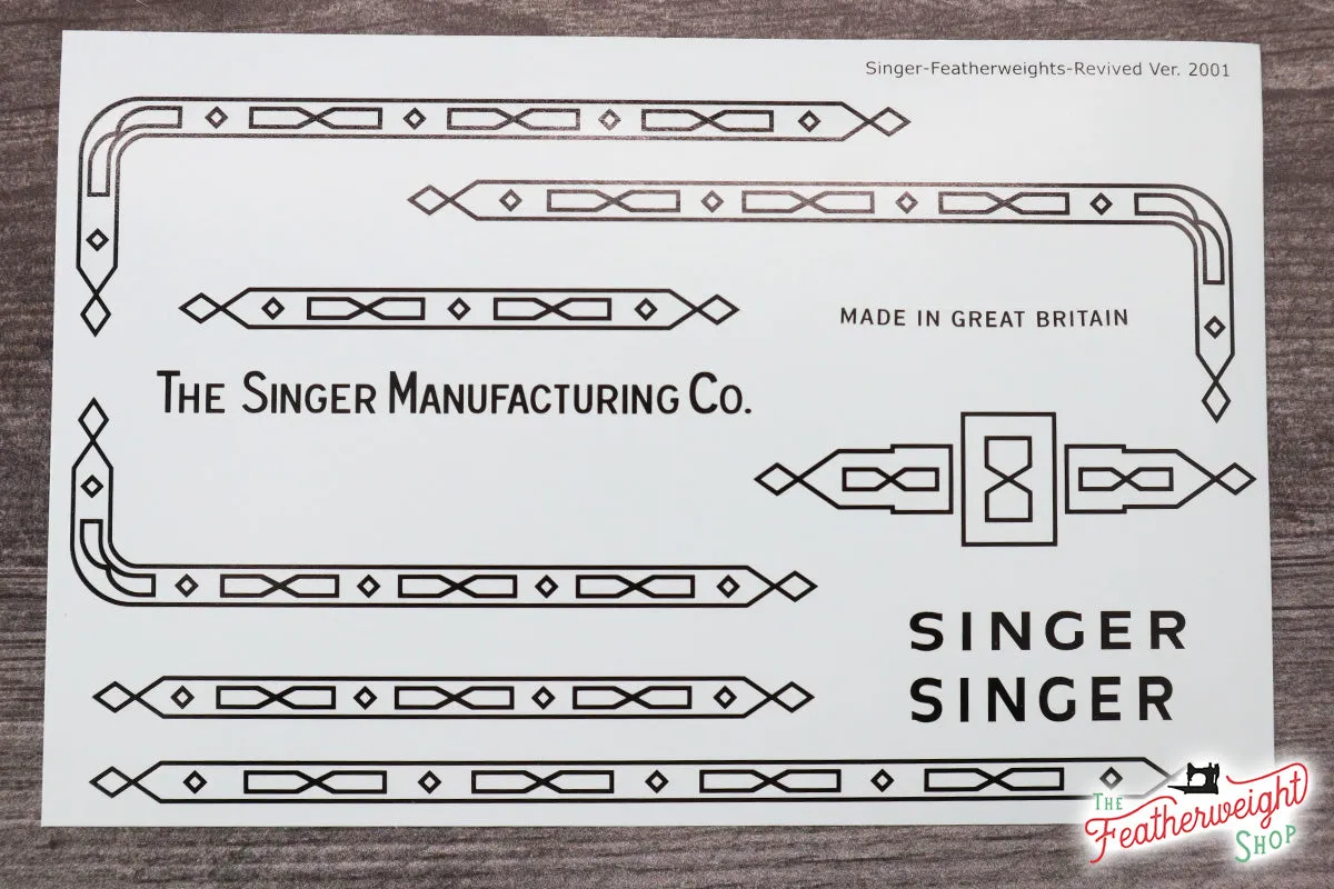 Decals, Paperclip Style for the Singer Featherweight 221, 221K, 222K Sewing Machine 1953-1961